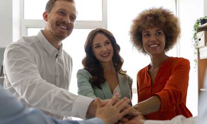 A group of people having a collaborative discussion