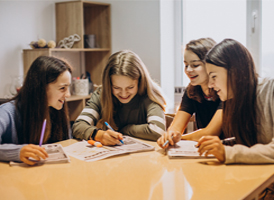 A group of people having a lively discussion.