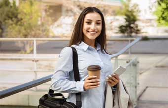 Student smiling during a class