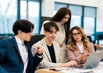 Students walking together in a city